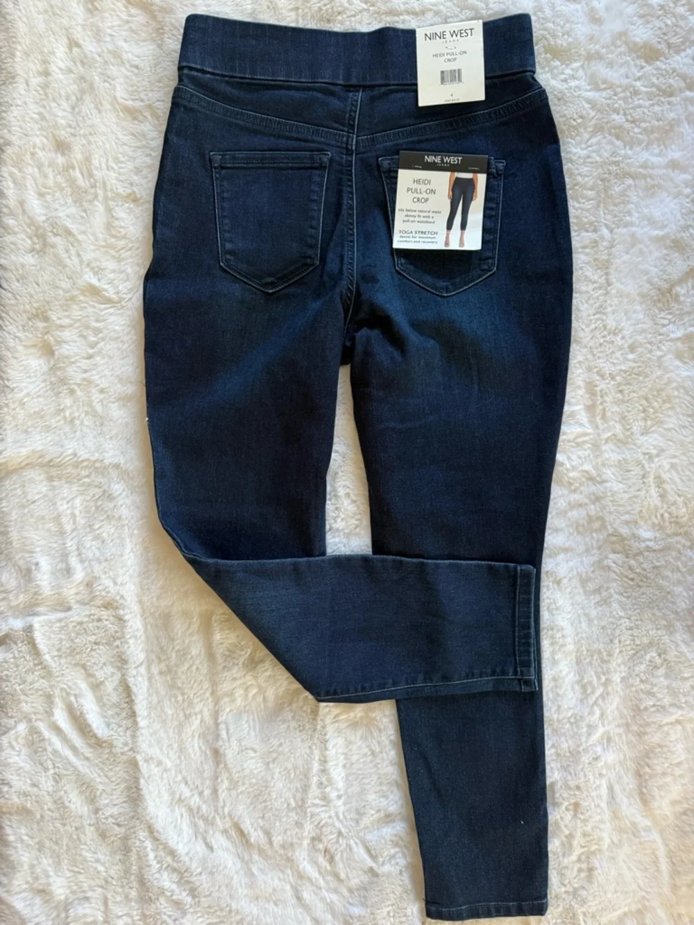 NWT Nine West Heidi Cropped Pull-On Jeans - Dark Blue